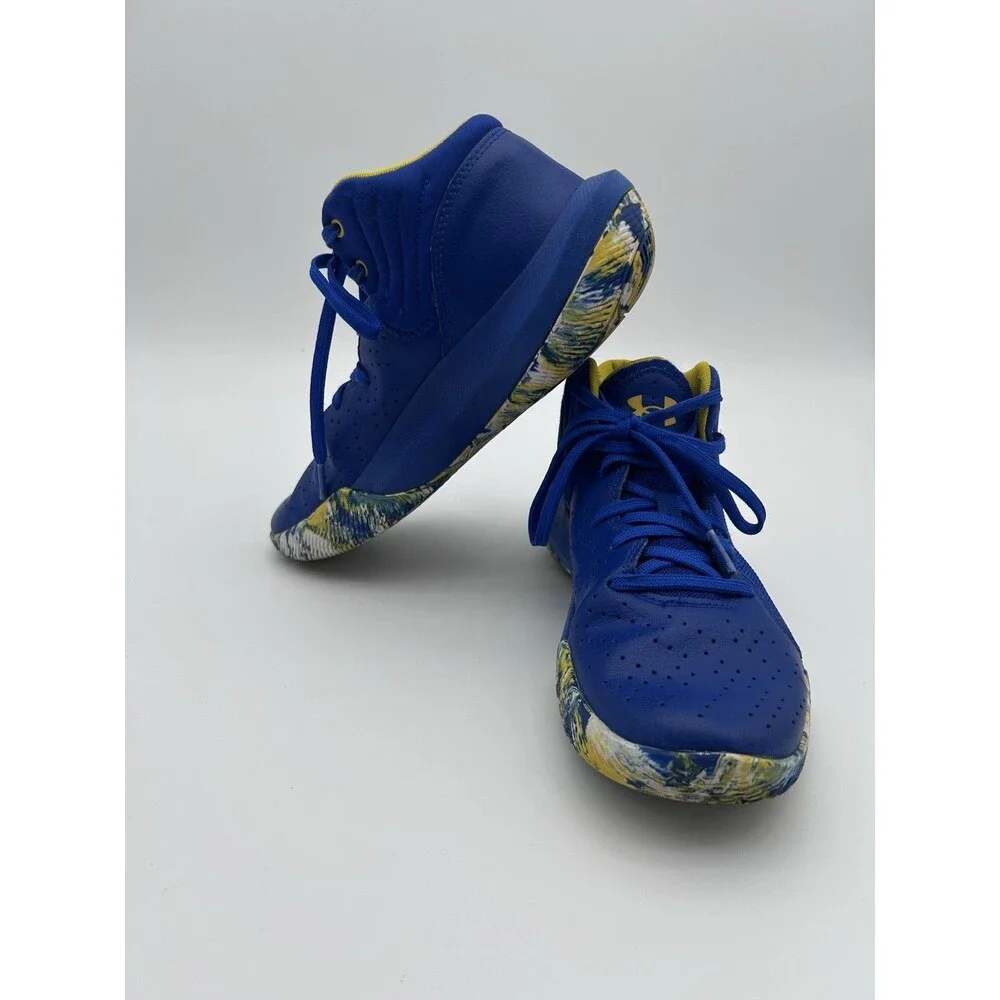 Under Armour Jet 21 Curry Boys 6 Y Golden State Blue Gold Basketball Shoes
